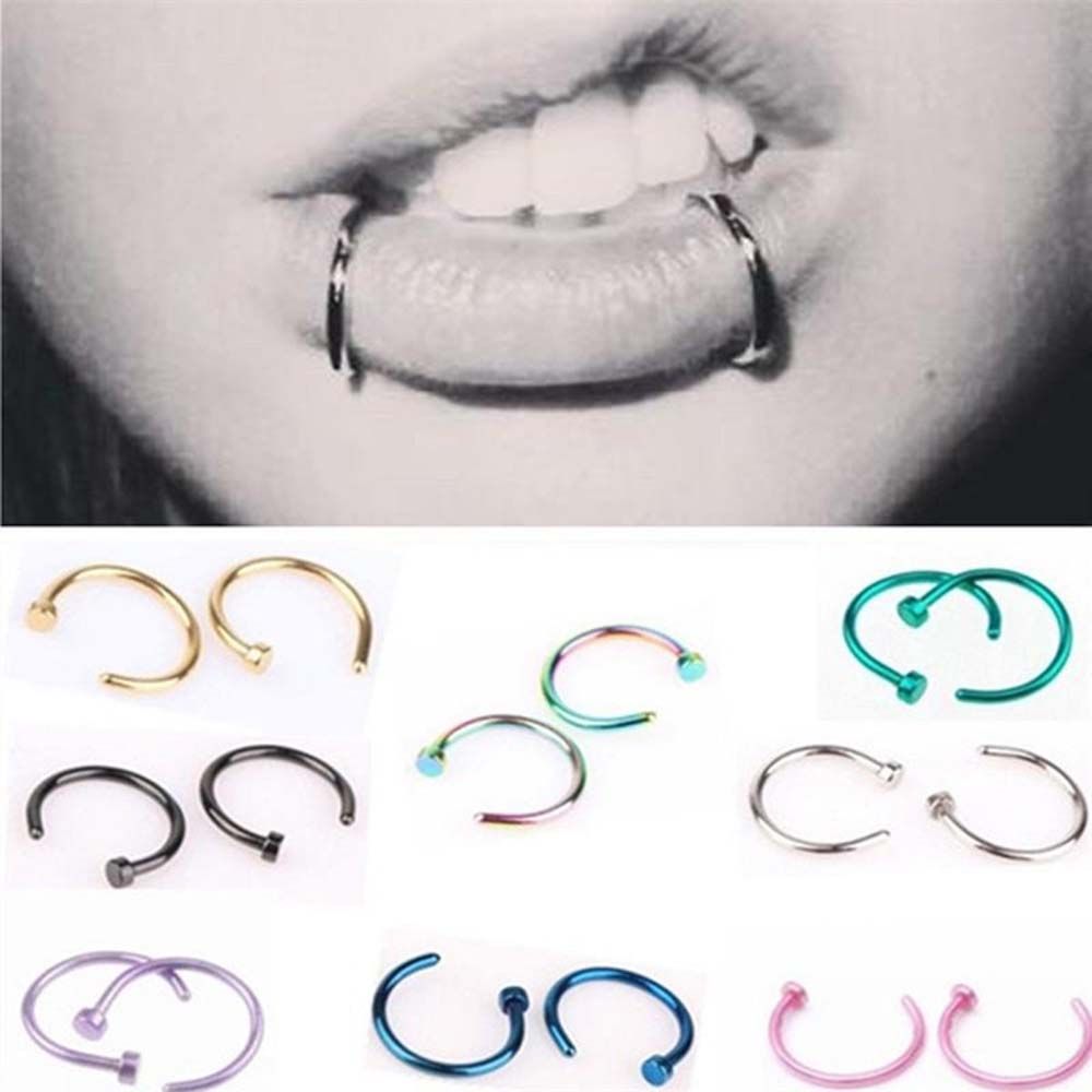 女性用薄型ステンレススチール製C型フープスタッドピアス、ボデ - Body Jewelry And Earrings のレビューと価格