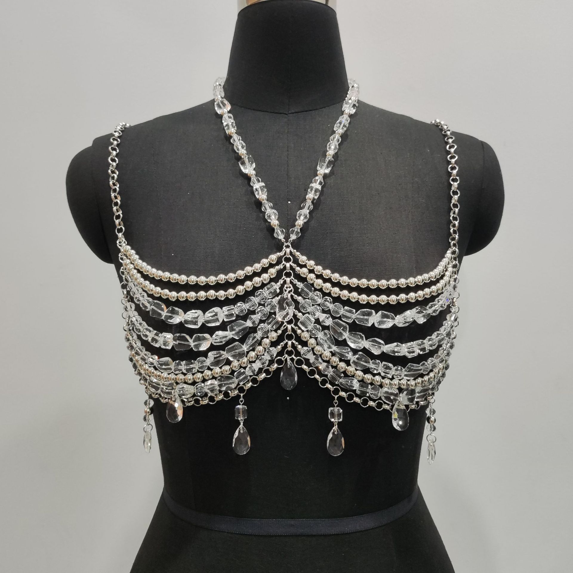 2025 手作り音楽祭衣装ブラレットチェーンシースルーパール - Body Jewelry Vest のレビューと価格
