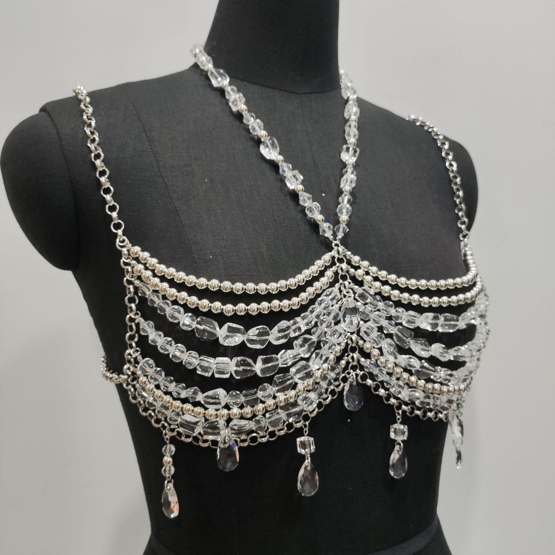 2025 手作り音楽祭衣装ブラレットチェーンシースルーパール - Body Jewelry Vest のレビューと価格