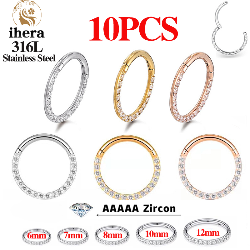 1/10個入り ステンレス製ノーズリング セプタムクリッカー - Body Jewelry And Earrings のレビューと価格