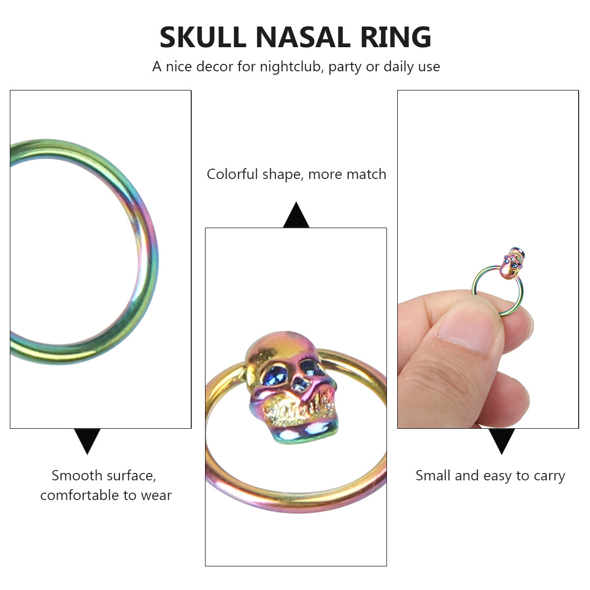 1個入り スカル ノーズリング 低アレルギー性 ステンレス製 - Body Jewelry Ideas のレビューと価格