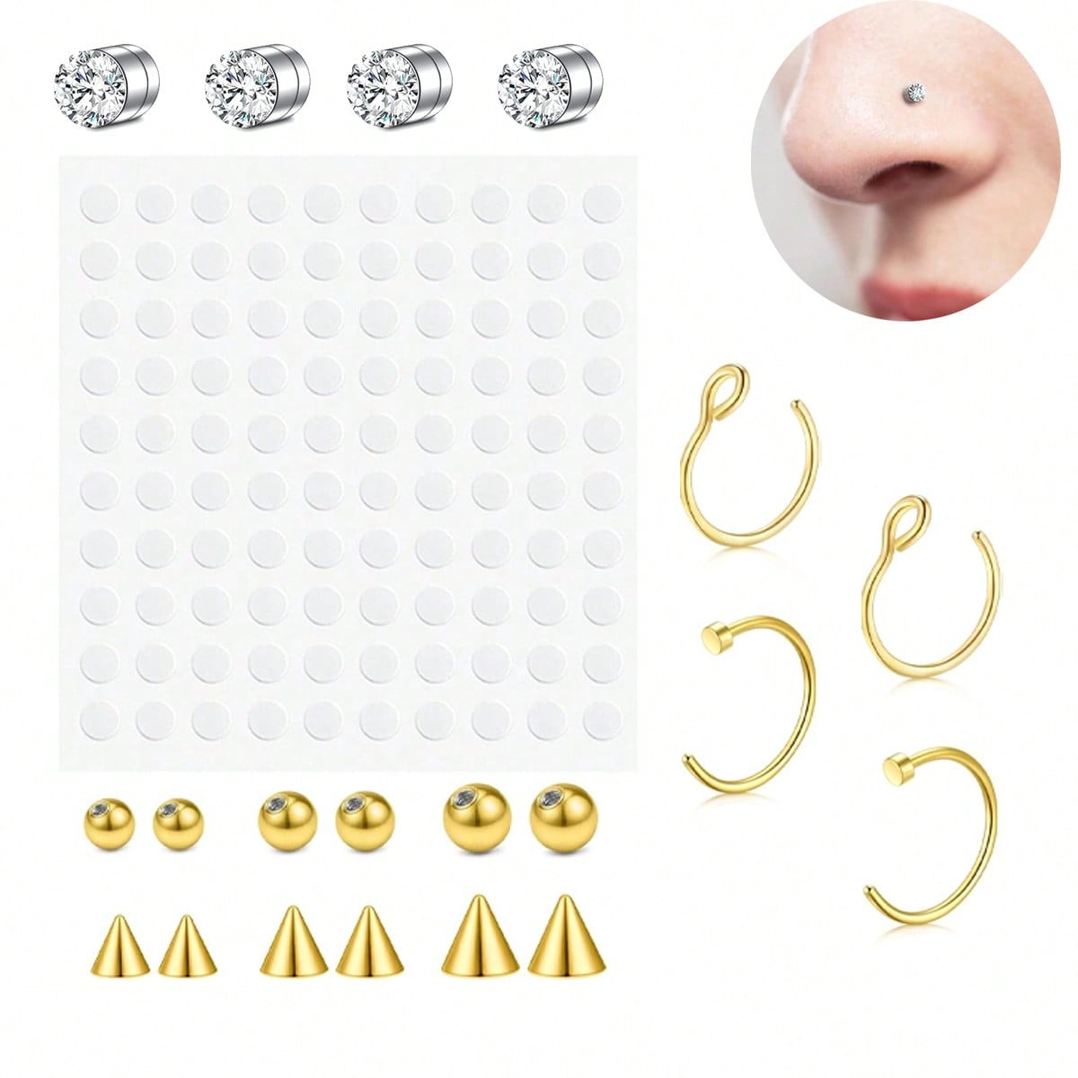 フェイクノーズリング、フェイクセプタム（女性用）、フェイクノ - Body Jewelry Nose のレビューと価格