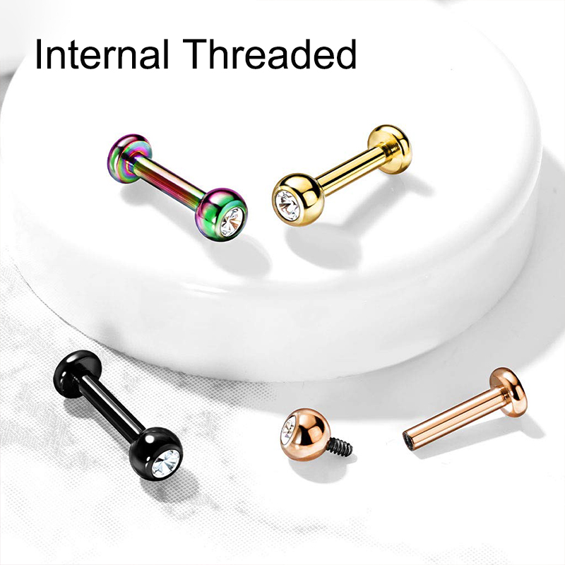 16G サージカルスチール ボールトップ CZ リップ セプ - Body Jewelry And Earrings のレビューと価格
