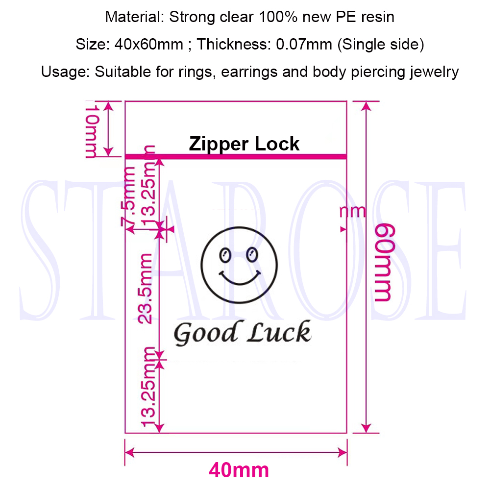 100 ピース/ロット 4 × 6 センチメートル透明なプラ - Body Jewelry Lot のレビューと価格