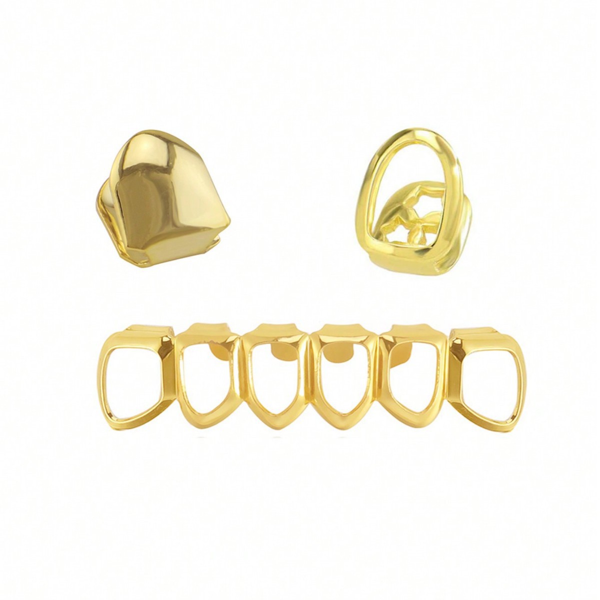 激安セール 六つ穴フラット歯ヒップホップブレース、歯三ピース - Body Jewelry Lot のレビューと価格