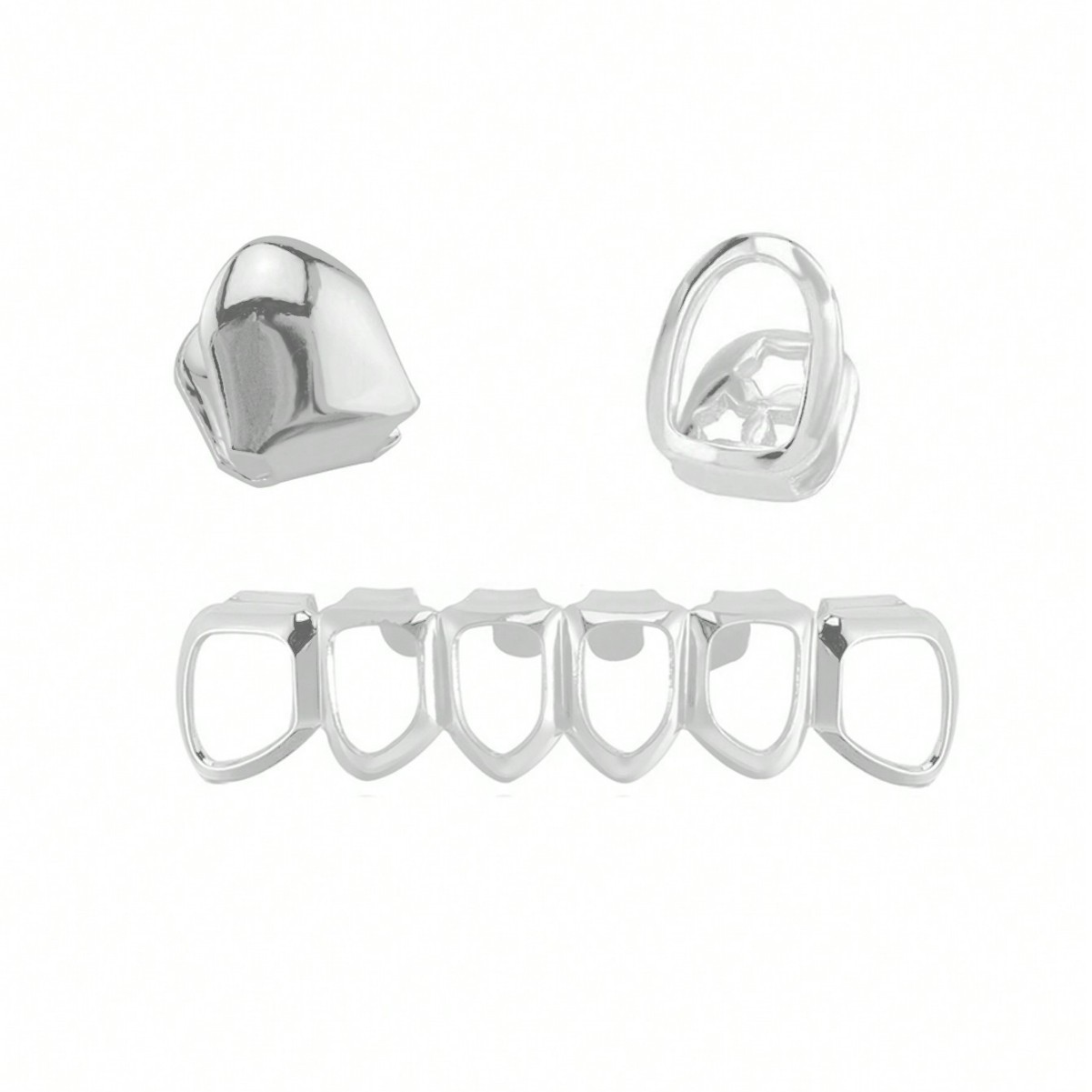 激安セール 六つ穴フラット歯ヒップホップブレース、歯三ピース - Body Jewelry Lot のレビューと価格