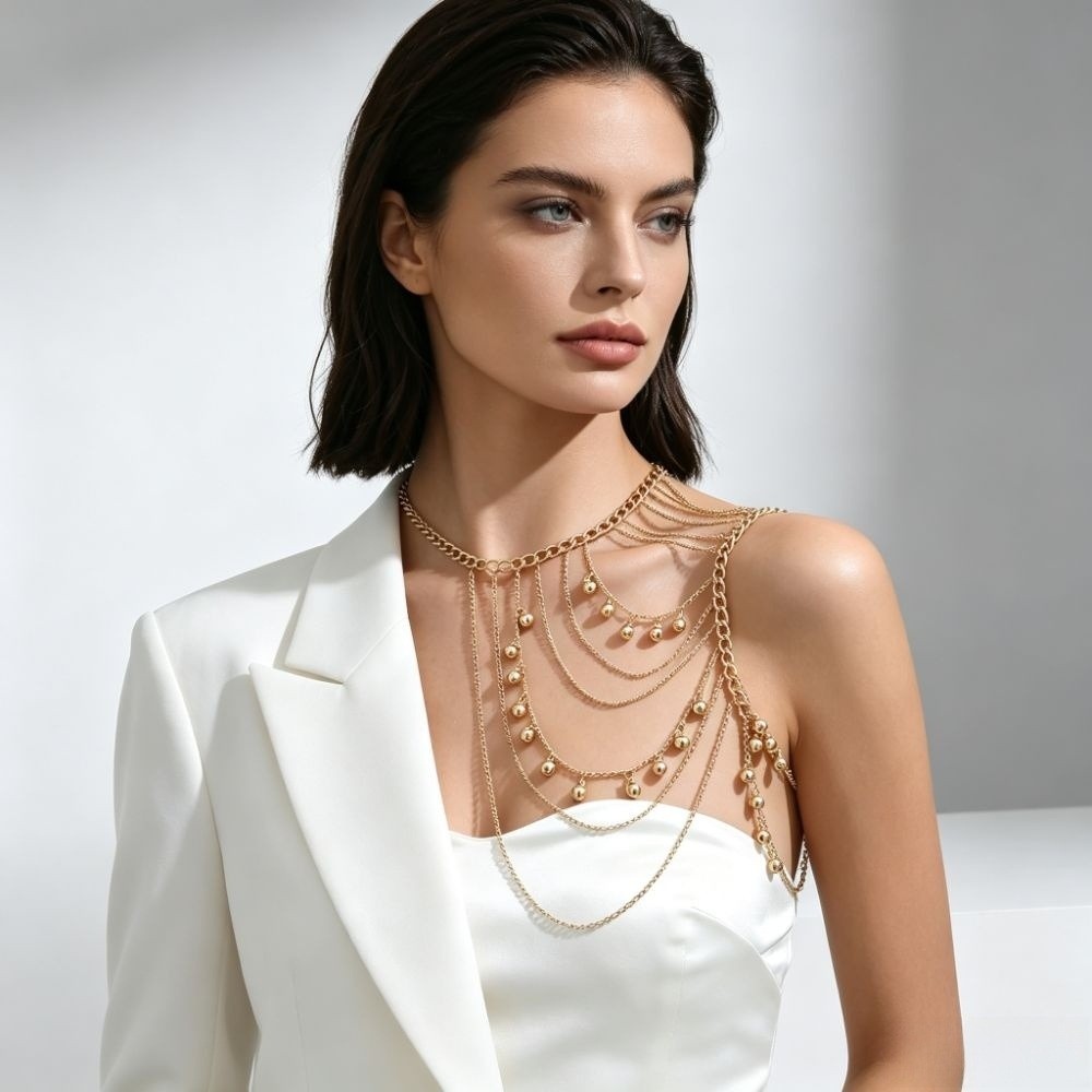 ホットガール 多層タッセルボール ショルダーチェーン メタル - Body Jewelry Hot のレビューと価格