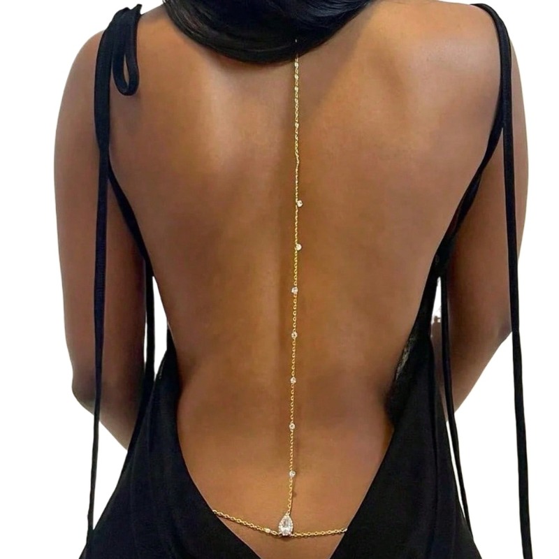 花嫁背中の開いたラインストーン水滴ボディチェーンベリーウエス - Body Jewelry Online のレビューと価格