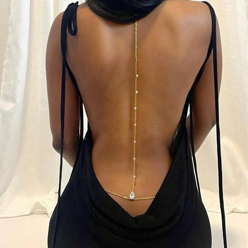 花嫁背中の開いたラインストーン水滴ボディチェーンベリーウエス - Body Jewelry Online のレビューと価格