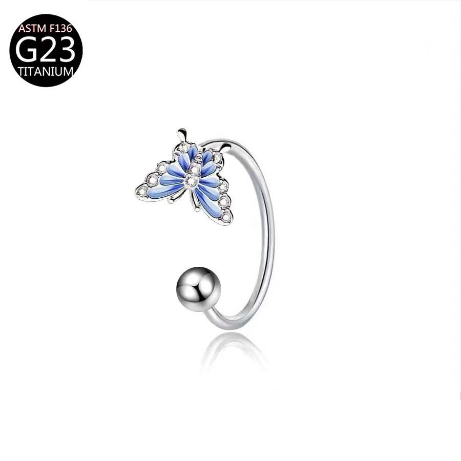 ASTM F136チタン製バタフライリップリング、CZフラワ - Body Jewelry And Earrings のレビューと価格