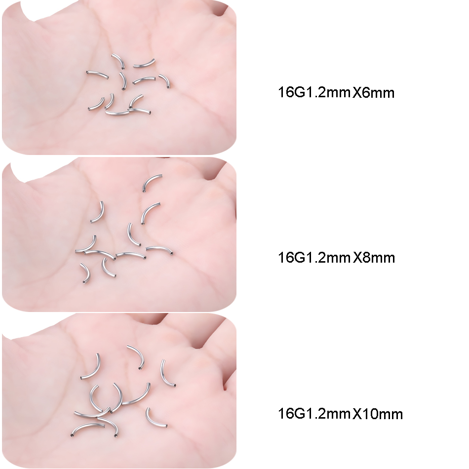 10 ピース/セット G23 チタン雌ねじ湾曲バーパーツ眉毛 - Eyebrow Curved Barbell のレビューと価格