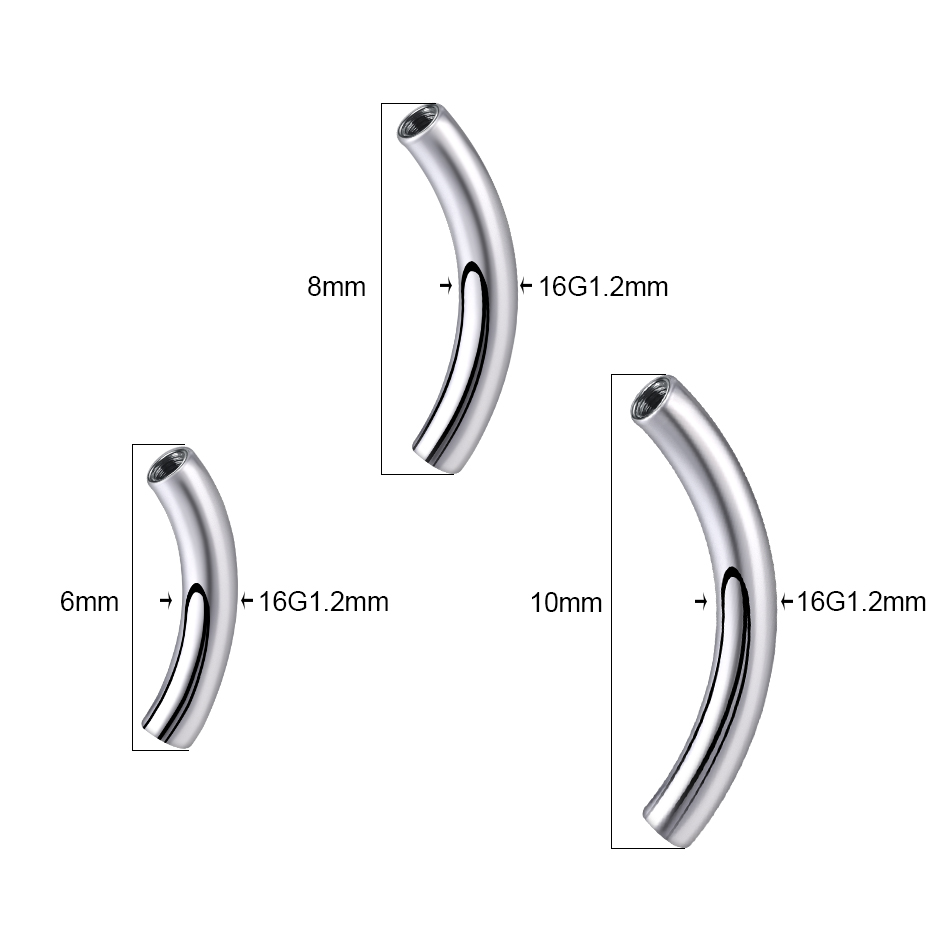 10 ピース/セット G23 チタン雌ねじ湾曲バーパーツ眉毛 - Eyebrow Curved Barbell のレビューと価格