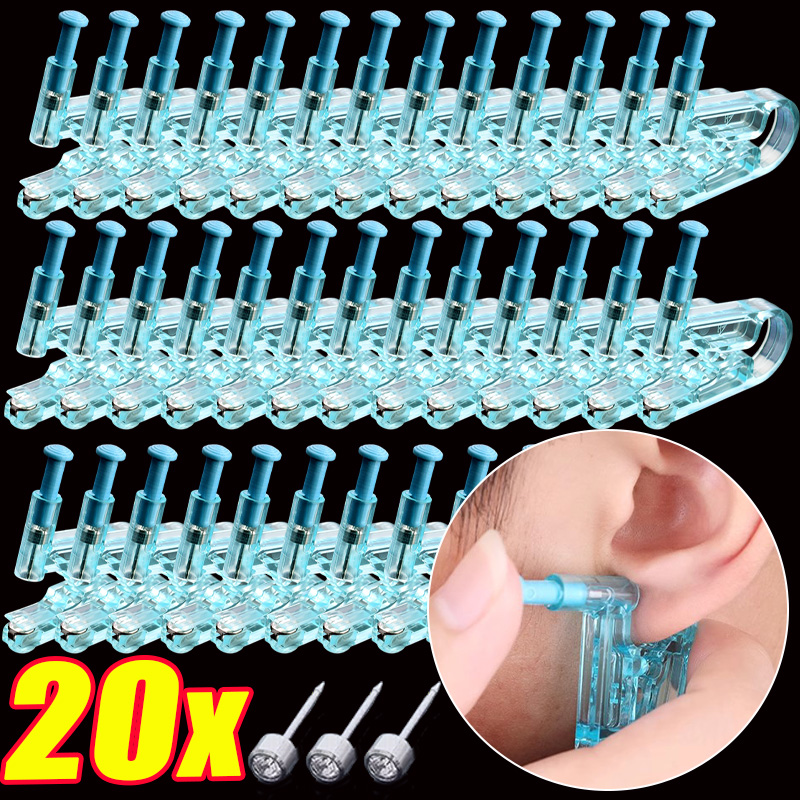 1/20個入り ブルー使い捨て耳ピアスガンキット 無菌安全  - Body Jewelry Factory のレビューと価格