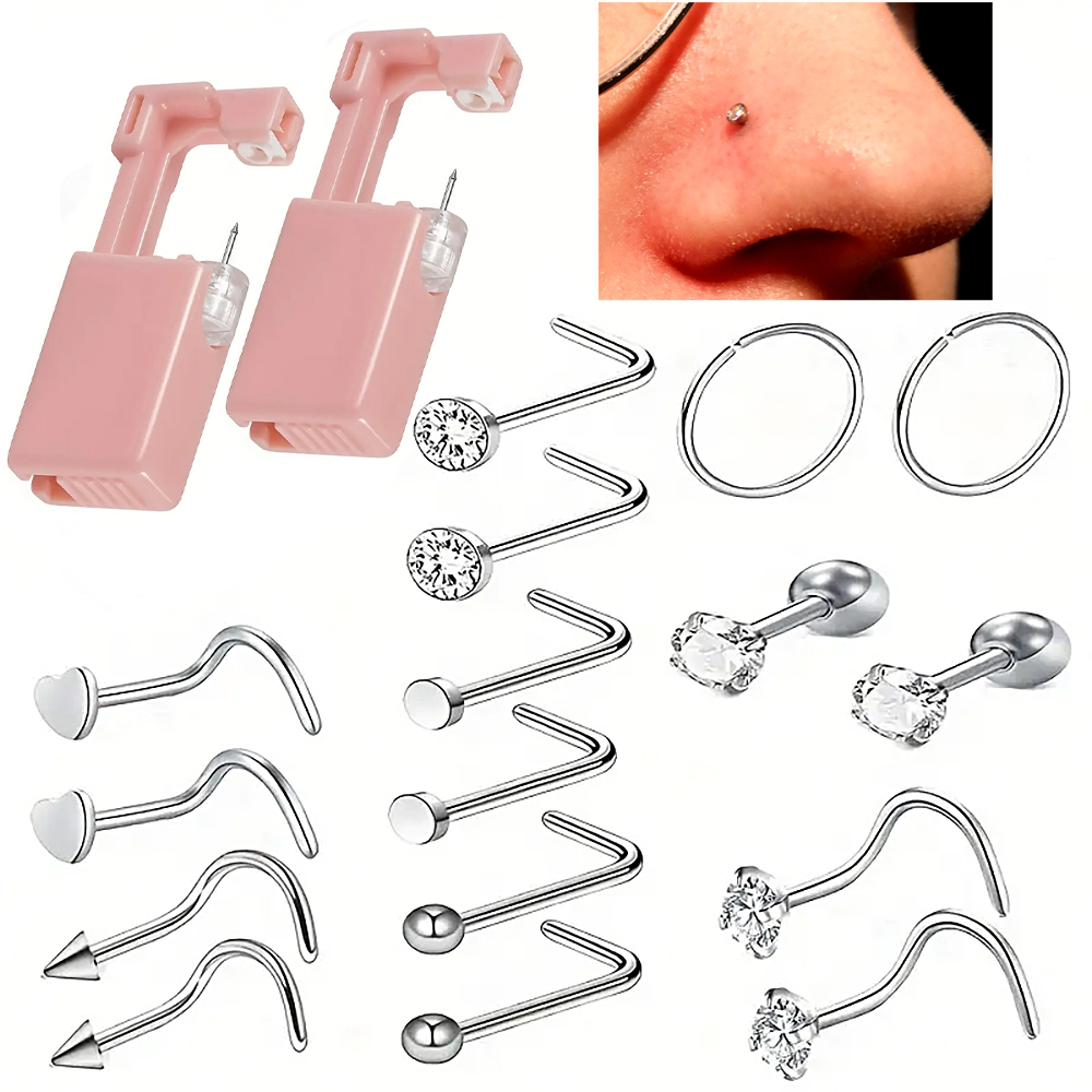 12-1個入り かわいい使い捨て滅菌済み鼻ピアスユニット 鼻 - Body Jewelry Factory のレビューと価格