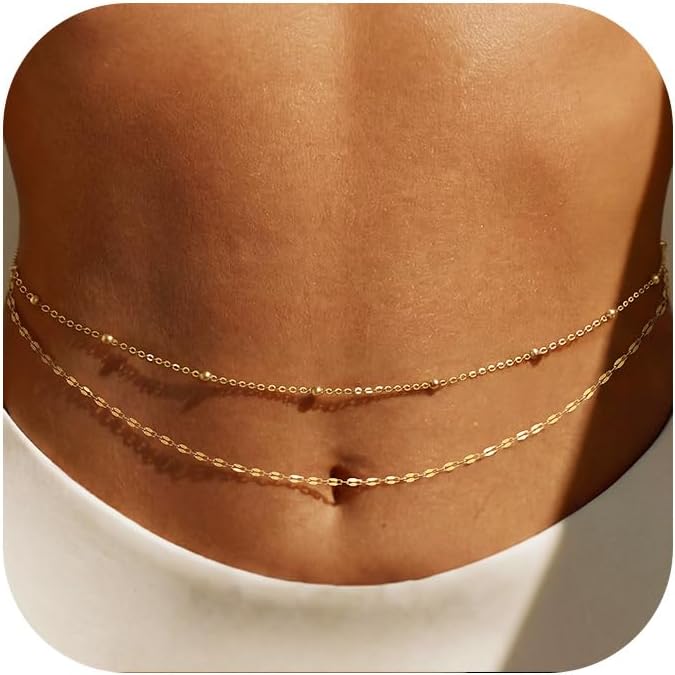 14K金メッキウエストチェーン、女性用レイヤードウエストビー - Body Jewelry Online のレビューと価格